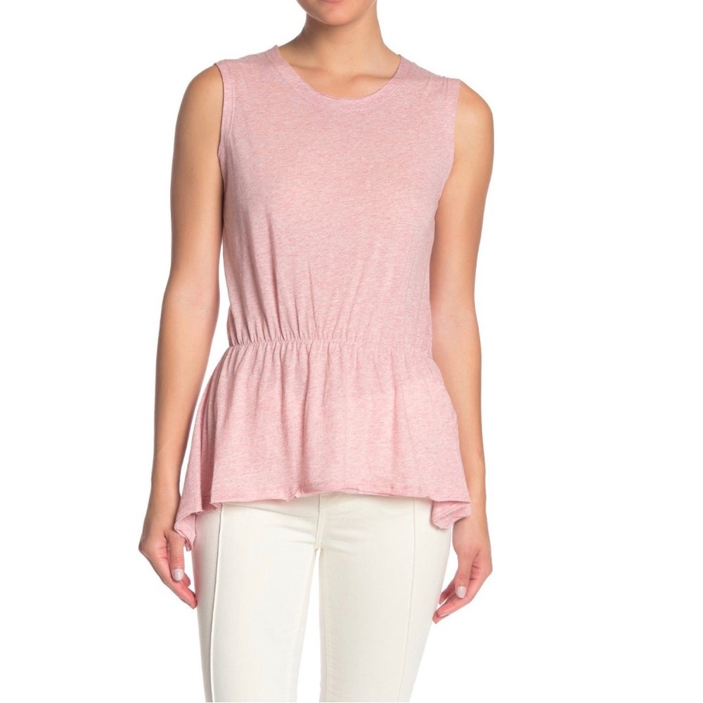 ALLSAINTS Pink Waisty Peplum Jersey Tee Tank Top Size XS
